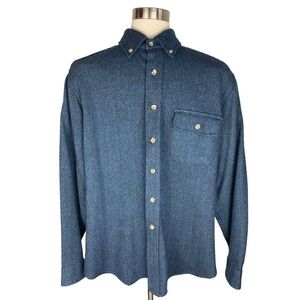 VTG Marshal Field’s Wool Blend Blue & Black Herringbone Button Up L/S Shirt L